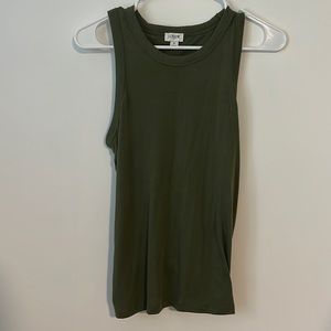 {J Crew} Dark Green Tied Tank Shirt